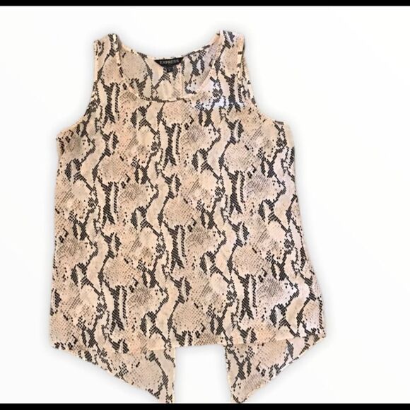 Express MEDIUM Slit Back Top Pink & Black - Picture 1 of 4